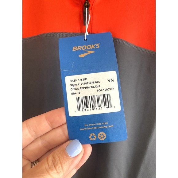Brooks NWT Mens Running Athletic Dash Jacket 1/2 Zip Asphalt Size Small … - Picture 10 of 12